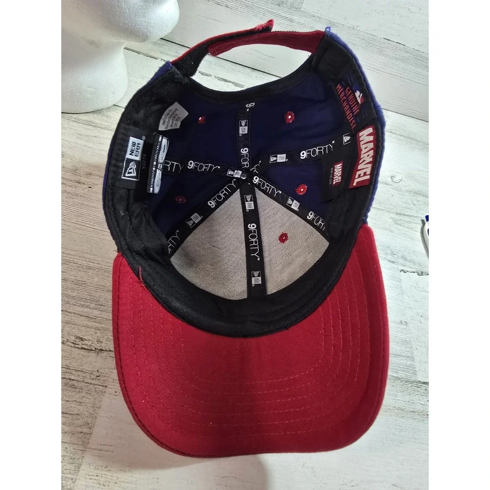 New Era Texas Rangers Marvel Iron Man Youth 9FORTY Adjustable Hat Navy Red‎